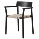 Chaise Betty, Noir / lin naturel, Avec accoudoirs