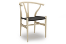 CH24 Wishbone Chair, Frêne savoné, Paillage noir