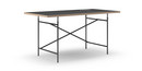 Table Eiermann, Linoleum noir (Forbo 4023) avec bords en chêne, 160 x 80 cm, Noir, Oblique, décalé (Eiermann 1), 110 x 66 cm