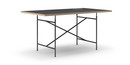 Table Eiermann, Linoleum noir (Forbo 4023) avec bords en chêne, 160 x 90 cm, Noir, Vertical, centré (Eiermann 2), 100 x 66 cm