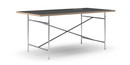 Table Eiermann, Linoleum noir (Forbo 4023) avec bords en chêne, 180 x 90 cm, Chromé, Vertical, centré (Eiermann 2), 135 x 78 cm