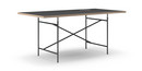 Table Eiermann, Linoleum noir (Forbo 4023) avec bords en chêne, 180 x 90 cm, Noir, Oblique, centré (Eiermann 1), 110 x 66 cm