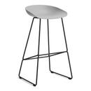 About A Stool AAS 38, Version bar: hauteur de l'assise 74 cm, Acier thermolaqué noir, Concrete grey 2.0