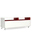 Meuble TV R 109N, Bicolore   , Blanc pur (RAL 9010) - Rouge rubis (RAL 3003), Roulettes transparentes