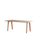 Table à manger New Modern rectangulaire, métal/bois, 190 x 95 cm, Finition chêne, Rose cendré