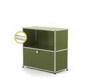 USM Haller E Sideboard M avec éclairage du compartiment, Vert olive RAL 6003, Blanche froide