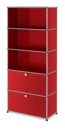 Étagère à dossiers USM Haller M, personnalisable, Rouge rubis USM, Ouvert, Ouvert, Avec porte abattante, Avec porte abattante