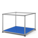 Table d'appoint 50 USM Haller, Panneau supérieur en verre, panneau inférieur en métal, Bleu gentiane RAL 5010