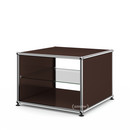 Table d'appoint avec panneaux latéraux USM Haller, 50 cm, Avec tablette intérieure en verre, Marron USM