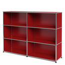 Meuble haut Highboard L USM Haller, personnalisable, Rouge rubis USM, Ouvert, Ouvert, Ouvert