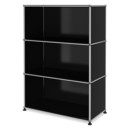 Meuble haut Highboard M USM Haller, personnalisable, Noir graphite RAL 9011, Ouvert, Ouvert, Ouvert