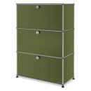 Meuble haut Highboard M USM Haller, personnalisable, Vert olive RAL 6003, Avec porte abattante, Avec porte abattante, Avec porte abattante