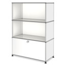 Meuble haut Highboard M USM Haller, personnalisable, Blanc pur RAL 9010, Ouvert, Ouvert, Avec porte abattante