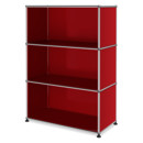 Meuble haut Highboard M USM Haller, personnalisable, Rouge rubis USM, Ouvert, Ouvert, Ouvert