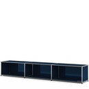 Meuble bas Lowboard XL USM Haller, personnalisable, Bleu acier RAL 5011, Ouvert, 35 cm