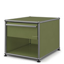 Table de chevet USM avec tiroir, Vert olive RAL 6003, Petit (H 39 x l 42,5 x P 53 cm)