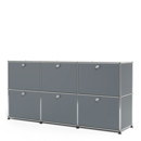 Meuble mixte Sideboard 50 USM Haller, personnalisable, Gris moyen RAL 7005, Avec 3 portes abattantes, Avec 3 portes abattantes