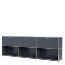 Meuble mixte Sideboard XL USM Haller, personnalisable, Anthracite RAL 7016, Avec 3 portes abattantes, Ouvert