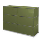 Comptoir d’accueil USM Haller version 1, Vert olive RAL 6003, 150 cm (2 éléments), 50 cm