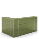 Comptoir d’accueil USM Haller version 4, Vert olive RAL 6003, Coin fermé