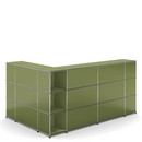 Comptoir d’accueil USM Haller version 4, Vert olive RAL 6003, Coin ouvert