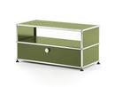 Meuble bas Lowboard TV USM Haller avec porte coulissante, Vert olive RAL 6003