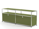 Meuble TV USM Haller avec réhausse, Vert olive RAL 6003