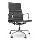 Aluminium Chair EA 119, Chromé, Cuir Premium F, Nero