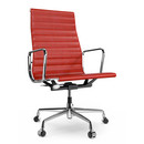 Aluminium Chair EA 119, Chromé, Cuir (Standard), Rouge
