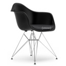 Eames Plastic Armchair RE DAR, Noir profond  , Avec coussin d'assise, Gris foncé, Version standard - 43 cm, Chromé