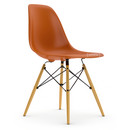 Eames Plastic Side Chair RE DSW, Orange rouille, Sans rembourrage, Sans rembourrage, Version standard - 43 cm, Érable nuance de jaune