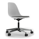 Eames Plastic Side Chair RE PSCC, Coton blanc, Avec coussin d'assise, Nero / ivoire