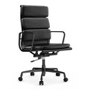 Soft Pad Chair EA 219, Aluminium finition époxy noir foncé, Cuir Premium F nero, Plano nero, Durs pour tapis