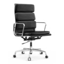 Soft Pad Chair EA 219, Chromé, Cuir Premium F nero, Plano nero, Souples pour sols durs