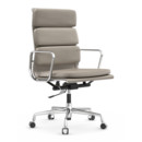 Soft Pad Chair EA 219, Chromé, Cuir Standard sable, Plano gris mauve , Durs pour tapis