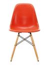 Eames Fiberglass Chair DSW, Eames red orange, Frêne tons miel