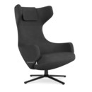 Grand Repos, Fauteuil Grand Repos, Tissu Dumet charbon/noir, 46 cm, Noir basic