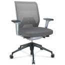 ID Mesh, Mécanisme Flowmotion sans inclinaison avant et sans réglage de la profon, Avec accotoirs 2D, Piétement à 5 branches, plastique basic dark, Soft grey, Assise Skin, dossier Netline, Dimgrey, Durs pour tapis