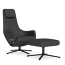 Repos, Fauteuil Repos & Ottoman, Tissu Dumet charbon/noir, 46 cm, Noir basic