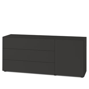Nex Pur Box 2.0 avec tiroirs et portes 48 cm|H 75 cm x B 180 cm (avec porte et trois tiroirs)|Graphite