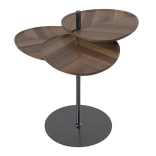 Table d'appoint Leaf-3  Laiton teinté noir|Noyer huilé naturel