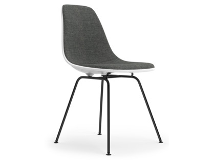 Eames Plastic Side Chair RE DSX Coton blanc|Rembourrage intégral|Nero / ivoire|Version standard - 43 cm|Revêtement basic dark